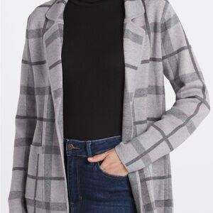 Elegant Gray Checkered Women's Blazer